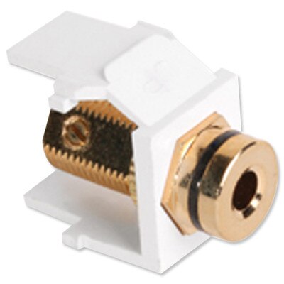 Leviton QuickPort Banana Jack Snap-In Connector, Black Stripe, White